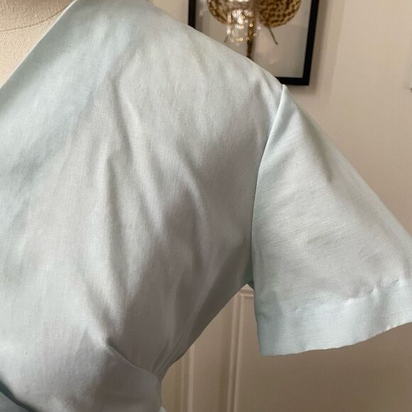 Vintage 50s Light Blue Everyday Dress Pleat Skirt XS - Picture 7 of 8